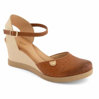Andrea Womens Ankle-Strap Wedge In Brown