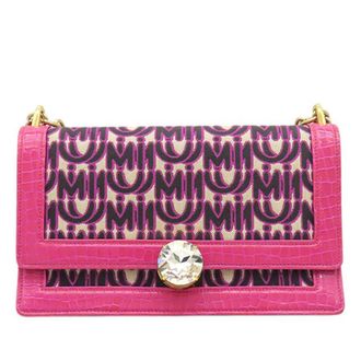 Miu Miu Pre-owned Miu Miu MM Paris Emiuticon Jacquard and Croc Embossed Patent Crystal Chain Crossbody Ladies 4T56TBEZFS3TDJMR