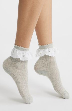 High Heel Jungle Bobby Lace Ankle Socks in Grey at Nordstrom