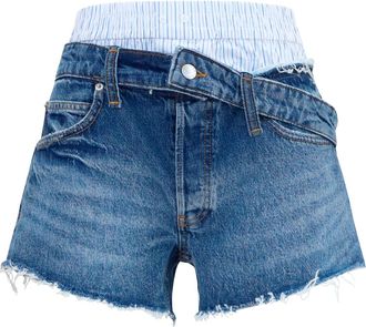 Alexander Wang Womens Denim Shorts Vintage Marbled Blue Cotton Jean