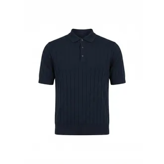 PESERICO Peserico, Polo Shirts, male, Blue, Size: 3XL Cotton and Silk Knitted Polo