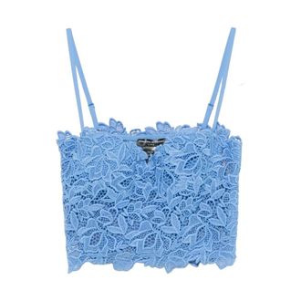 Ermanno Scervino Structured Rebrod&eacute; Lace Bustier Top - female - Ermanno Scervino - Sleeveless Tops - Blue - L - Tops