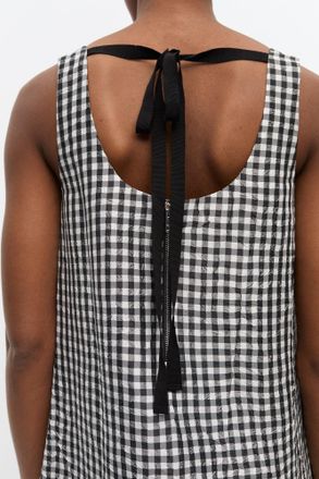 Ganni Crinkled Check Long Dress - Size 34 Black