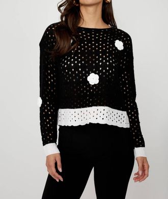 Frank Lyman Design Embellished Casual Pullover Top In Black/white