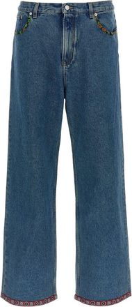 Valentino Embroidered Denim Jeans