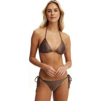 Cotton On Womens String Triangle Bikini Top in Deep Taupe Gloss at Nordstrom, Size X-Small
