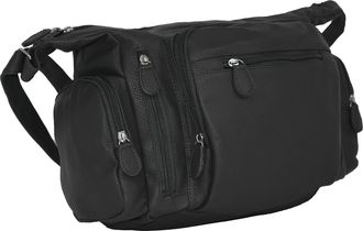 Nicole Brown Large Shoulder Hobo Faux Leather Handbag - Adjustable Strap Multi-pocket Bag (Black), 2551