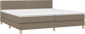 vidaXL Vidaxl - Cama Box Spring Con Colch&oacute;n Led Tela Gris Taupe 200x200 Cm