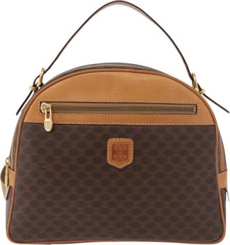 Celine Backpack Leather Brown Canvas Backpack Bag (Pre-Owned)