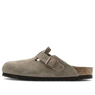 Birkenstock Boston Suede Leather Narrow Fit Sandals Taupe 0060463