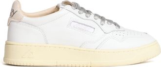 Autry White Silver Lurex Leather Medalist Low Sneakers