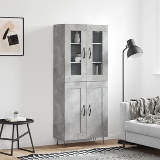vidaXL Vidaxl - Aparador Alto Madera Contrachapada Gris Hormig&oacute;n 69,5x34x180 Cm