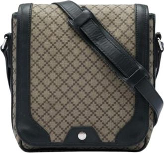 Gucci Pre-owned Canvas Crossbody Bag - Dames - Vintage Schoudertas - Beige - ONE Size - Leer - Vintage