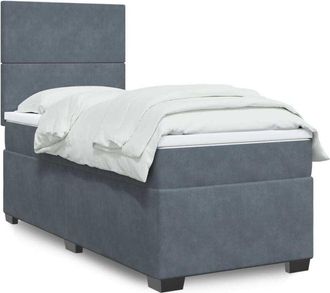 vidaXL Vidaxl - Cama Box Spring Con Colch&oacute;n Terciopelo Gris Oscuro 90x200 Cm