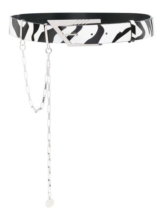 The Attico zebra-print chain belt - White