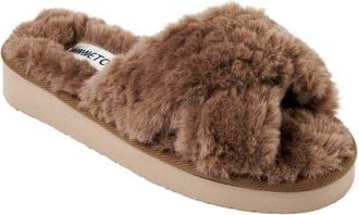 Minnetonka Teddy 3 Faux Fur Slipper in Chocolate at Nordstrom, Size 10