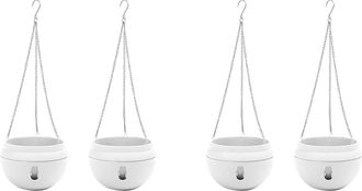 OEM Macetero Colgante Autom&aacute;tico De 4 Piezas Con Cesta De Riego, Fabricado En Pl&aacute;stico Con Ganchos Y Base Desmontable, Color Blanco