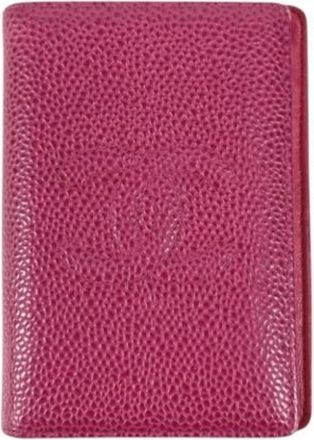 Chanel Pre-owned Visitekaartjeshouder - Dames - Vintage Accessoires - Paars - ONE Size - Leer - Vintage