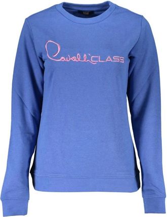 Cavalli Geborduurde Sweater van Geborsteld Katoen - Dames - Sweatshirts - Blauw - XS - Katoen - Hoodies & sweatvesten