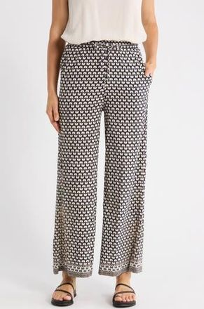 Max Studio Drawstring Wide Leg Pants in Navy/Camel at Nordstrom Rack, Size X-Small