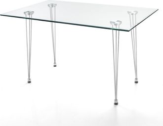 Oresteluchetta Mesa De Escritorio De Vidrio Templado Minimalista 6 Plazas 130x80cm Plano