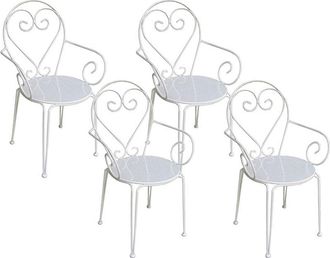 Vente-Unique Lotee de 4 sillas de jard&iacute;n de metal estilo hierro forjado - Blanco - GUERMANTES
