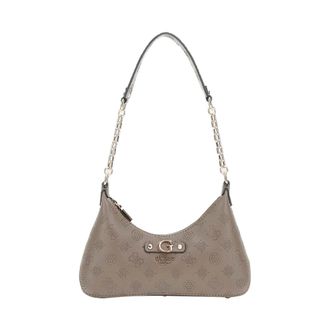 Guess Shoulder Bags, female, Beige, Size: ONE SIZE Elegant Gray Handbag with Golden Details