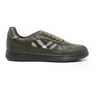 Burberry Sneakers, male, Green, Size: 10 US Check-Panel Sneakers