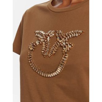 Pinko Pinko, Tops, Dames, Bruin, L, Katoen, Camiseta Quentin