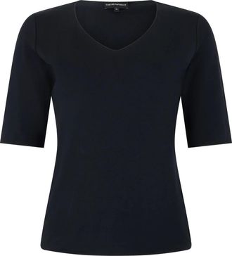 Emporio Armani T-shirt met korte mouwen en V-hals - Dames - T-shirts - Blauw - XL - Tops