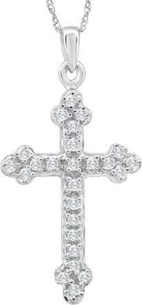 Pompeii3 1/4Ct T. W. Diamond Cross 10k White Gold Vintage Pendant 18 Chain Necklace