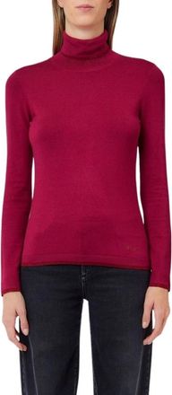 Liu Jo Turtleneck met lurex profielen - Dames - Coltruien - Rood - XS - Truien & Vesten