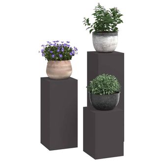 Berkfield Home Outdoor Plant Stands Pillar 3 pcs Black Steel