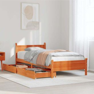 vidaXL Estructura De Cama Sin Colch&oacute;n Madera Maciza Marr&oacute;n 75x190 Cm Vidaxl