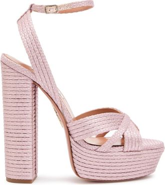 Aquazzura Aquazzura Sundance 140 Ribbed Woven Sandals - Pink - 40 (IT40 / UK7)