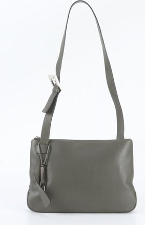 Bally Gray Leather Handbag Shoulder Bag Tote Bag (Pre-Owned)