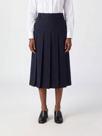 A.P.C. A. P.C. Gonna midi plissettata in cotone con passanti in vita