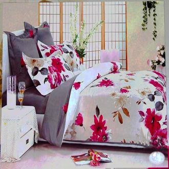 OEM Elegante Composici&oacute;n De Ropa De Cama De Sat&eacute;n En Tonos Rosa Y Gris Ceniza