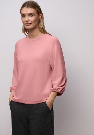 Street One 3/4-Arm-Shirt STREET ONE, Damen, Gr. 34, powder pink, Jersey, Obermaterial: 63% Polyester, 34% Viskose, 3% Elasthan, unifarben, regular fit normal, Ru