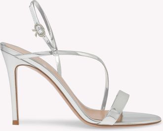 Gianvito Rossi Manhattan 95 Sandal in Metallic Silver Leather at Nordstrom, Size 41.5