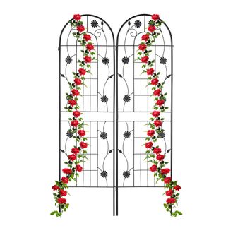 Relaxdays Relaxdays Soportes Para Plantas, Set De 2, 180 X 50 Cm, Metal, Enrejado Para Enredaderas, Aut&oacute;nomos, Con Estacas, Negro