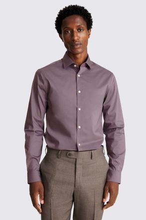 Moss Slim Fit Dark Purple Stretch Shirt