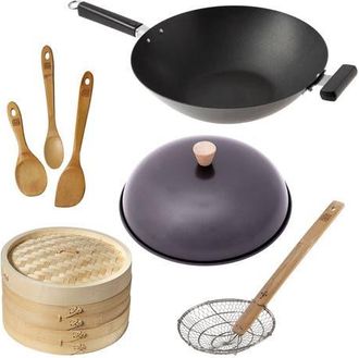 Joyce Chen Professional Series Nonstick 14 Wok Bundle, 5 piece in Bamboo/carbon Steel at Nordstrom