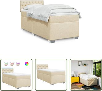 vidaXL Vidaxl Cama Box Spring Con Colch&oacute;n Tela Color Crema 100x200 Cm