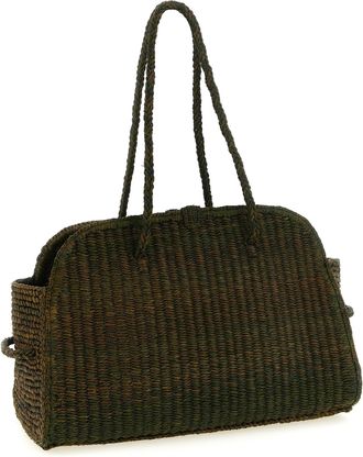 Jacquemus Womens Raffia Braided Tote Green