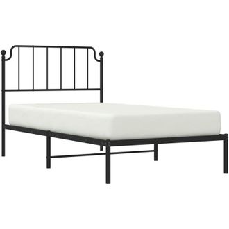 vidaXL Estructura Cama Sin Colch&oacute;n Con Cabecero Metal Negro 100x190 Cm Vidaxl