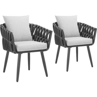 TecTake Chair Set Of 2 Lugano in Dark Grey | Size: 2 Seater
