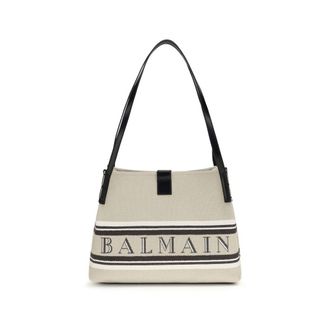 Balmain Beige Cotton Shoulder Womens Bag