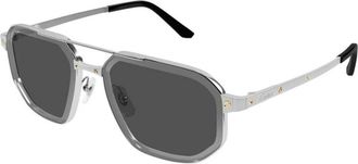Cartier Ct 0462S 006 Zonnebril - Heren - Zonnebrillen - Grijs - 60 MM - Accessoires