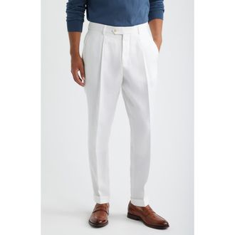 HUGO BOSS Peet White Pleated Linen Suit Pants at Nordstrom, Size 30